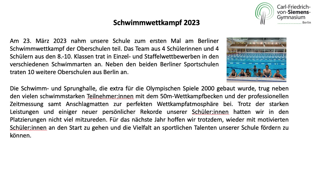 Schwimmwettkampf 2023