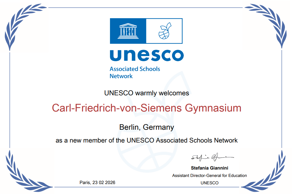 Wir sind UNESCO-Projektschule!